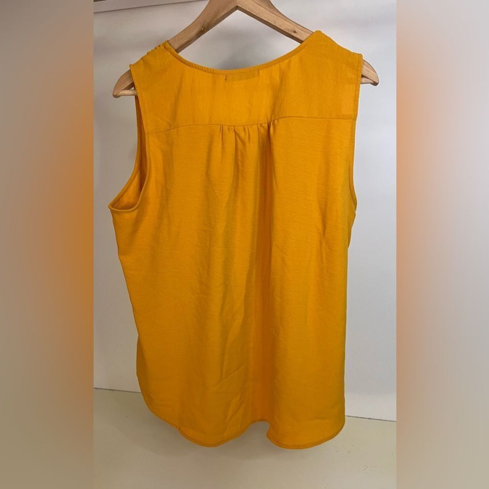 NWT Notations mustard button front sleeveless top… - image 2